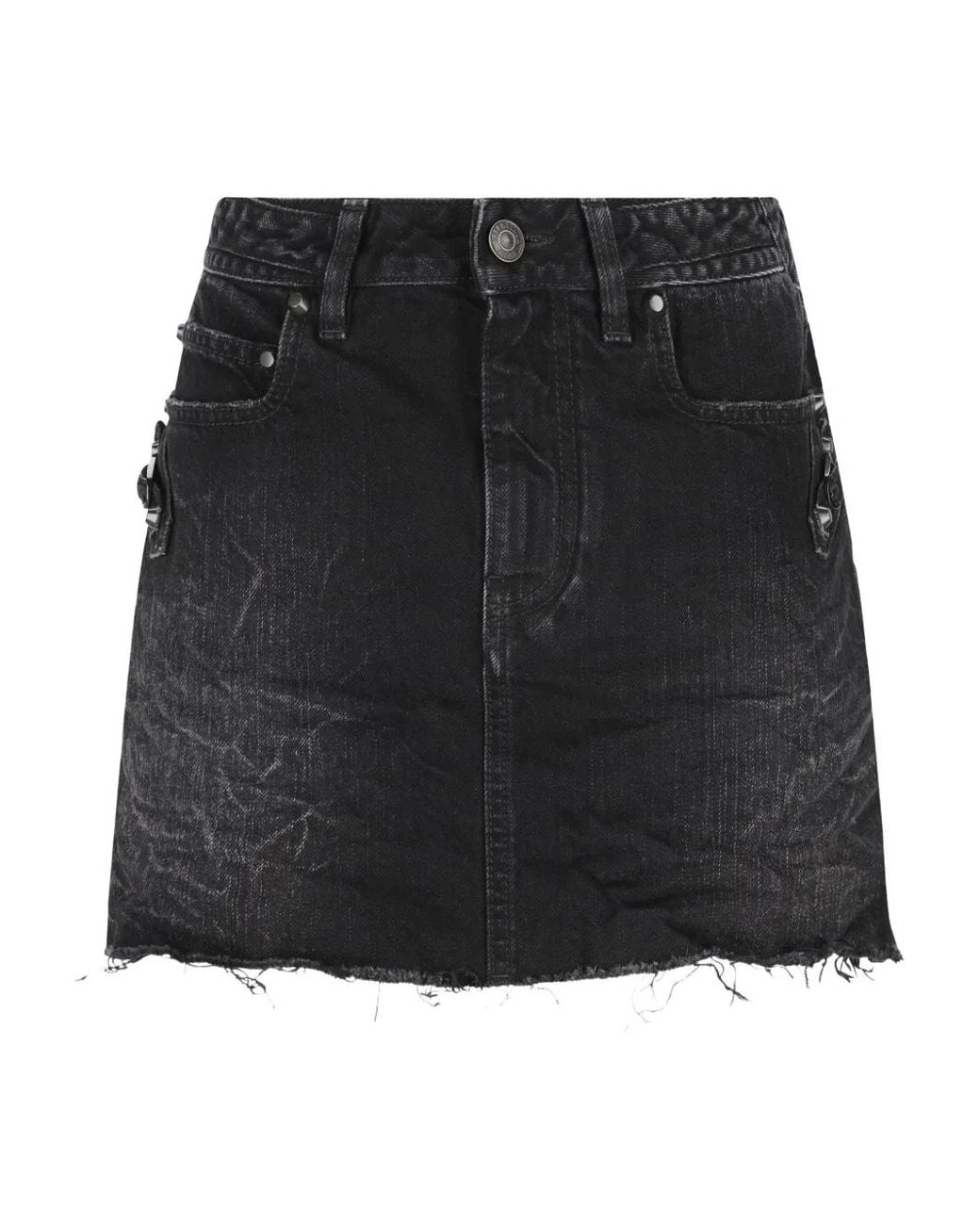 Balenciaga Black Distressed Raw-Hem Mini Skirt