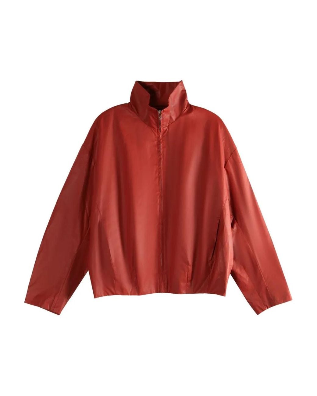 Omar Afridi Red High-Neck Zip-Up Jacket for men