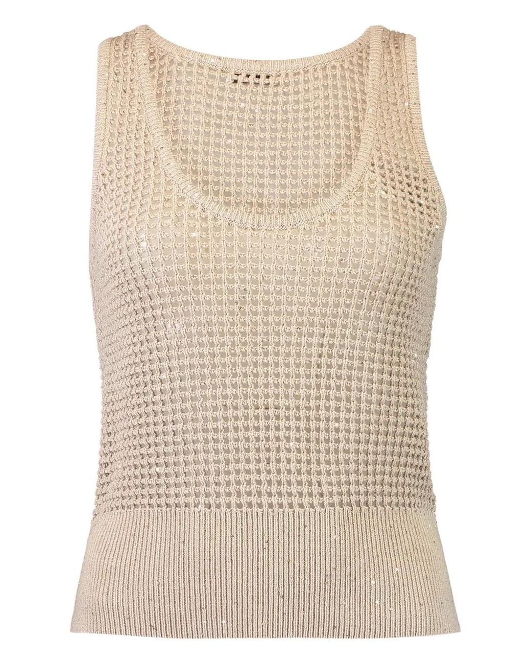 Brunello Cucinelli Natural Scoop-Neck Top