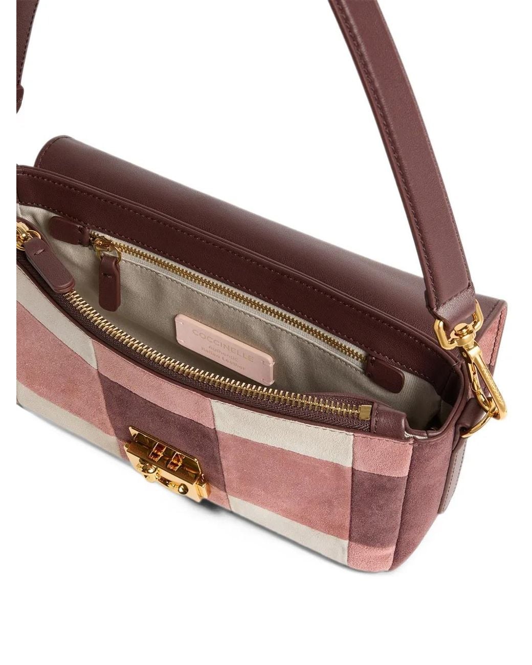 Coccinelle Pink Medium C-Me Lock Check-Pattern Shoulder Bag