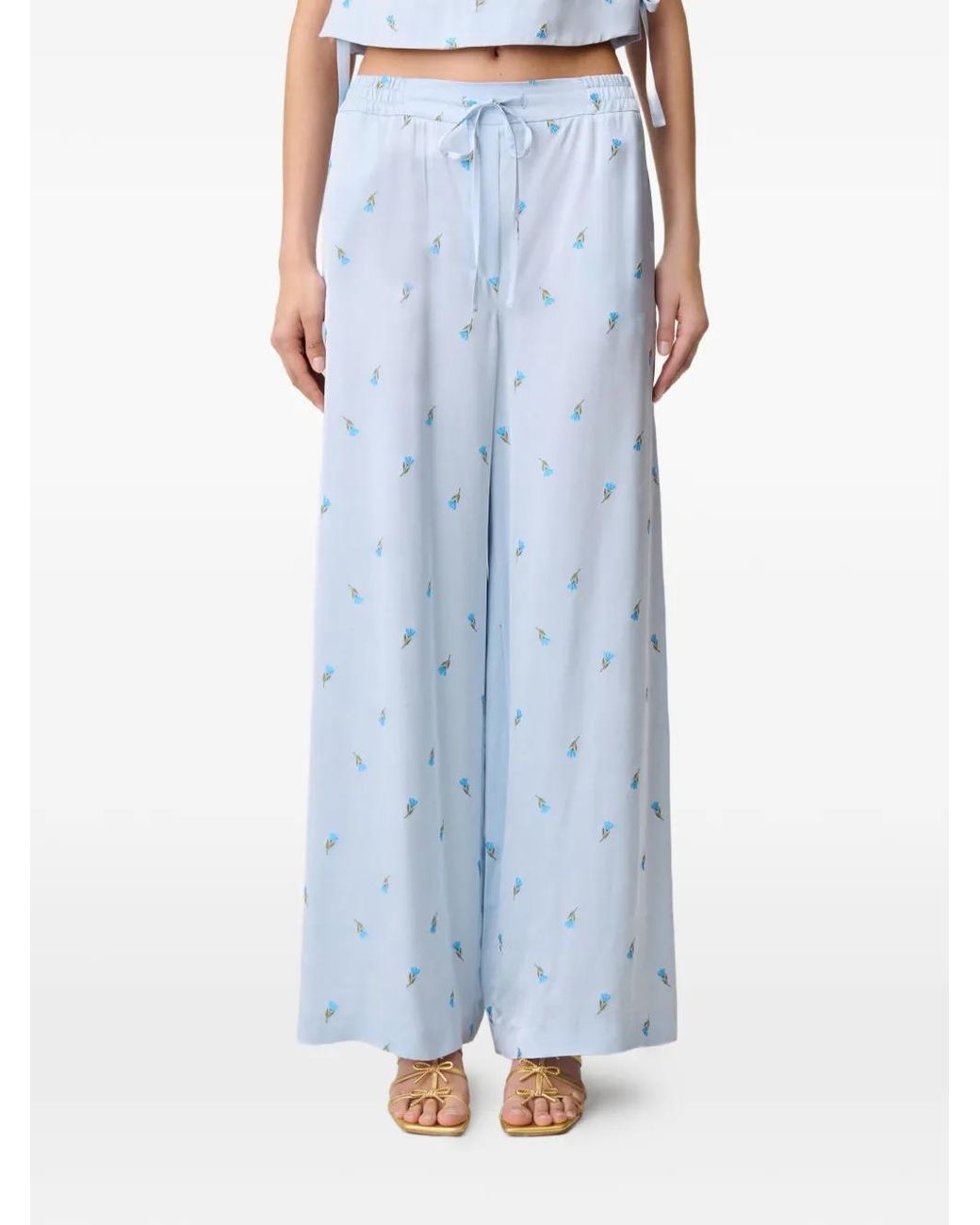 Claudie Pierlot Palazzo Broek Met Bloemenprint in het Blue