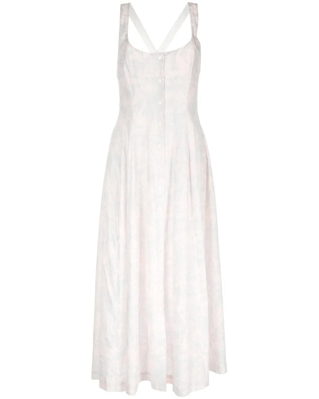 Philosophy Di Lorenzo Serafini White Abstract-Print Fluted Dress