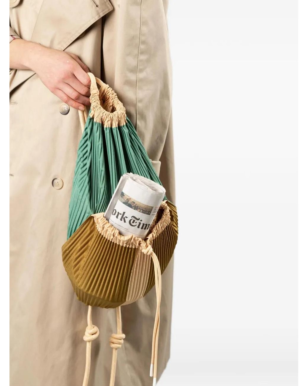 MULTITUDES BAGS Green Gae Pleated Backpack