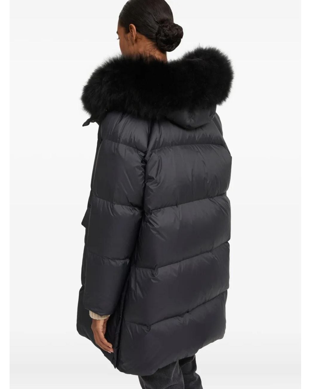 Yves Salomon Jassen ,Zwart ,Wol Lamswollen Shearling Donsjack Met Capuchon in het Black