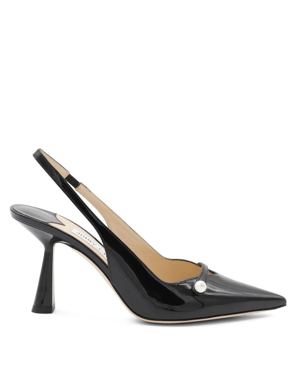 Jimmy Choo Metallic Amita 85 Slingback Pearl Pumps