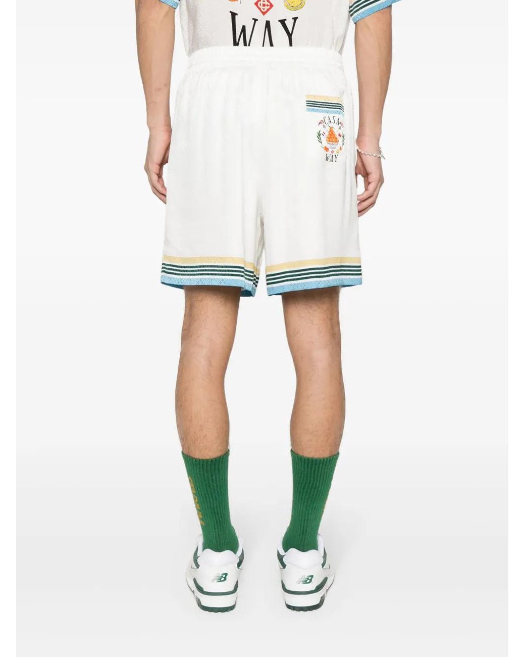 Casablanca White Silk Shorts With Drawstrings for men