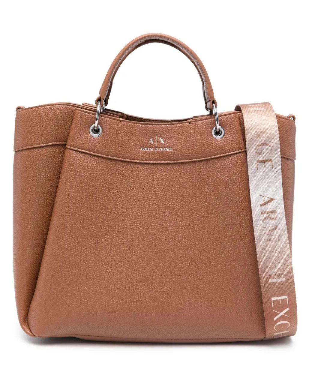 希少 Giorgio Armani トートバッグ レザー エンボス加工 ブラウン Emporio Armani Leather Tote Bag | Brown | FARFETCH