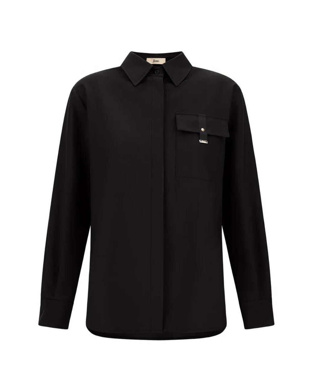 Herno Black Flap-Pocket Twill Shirt
