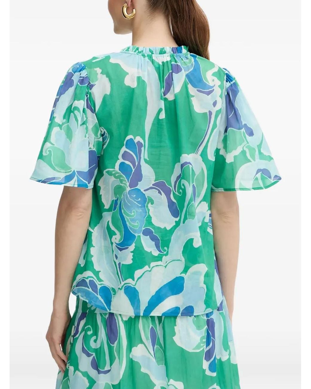 Morgan Green Ruffled Print Blouse