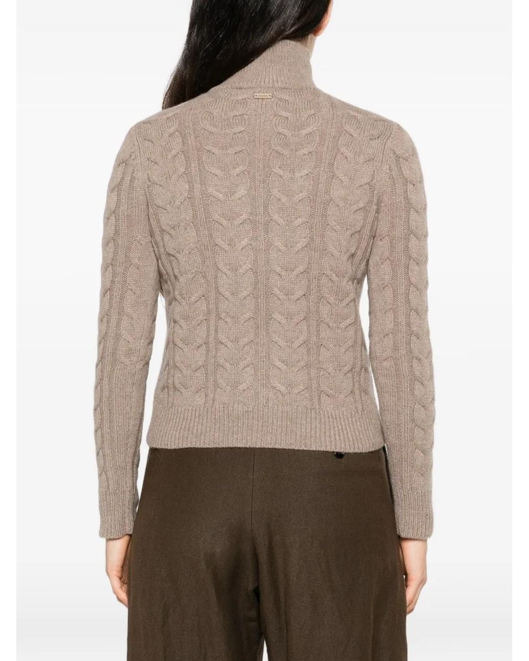Max Mara Natural Cable-Knit Quarter-Zip Sweater