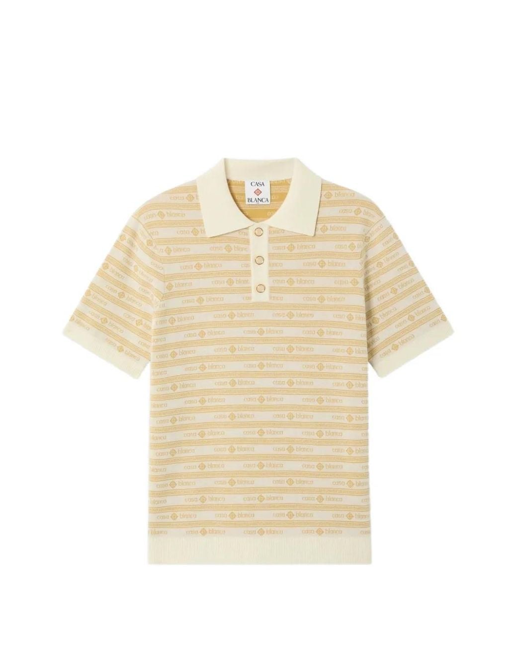 Casablanca Natural Logo-Print Wool Polo Shirt for men