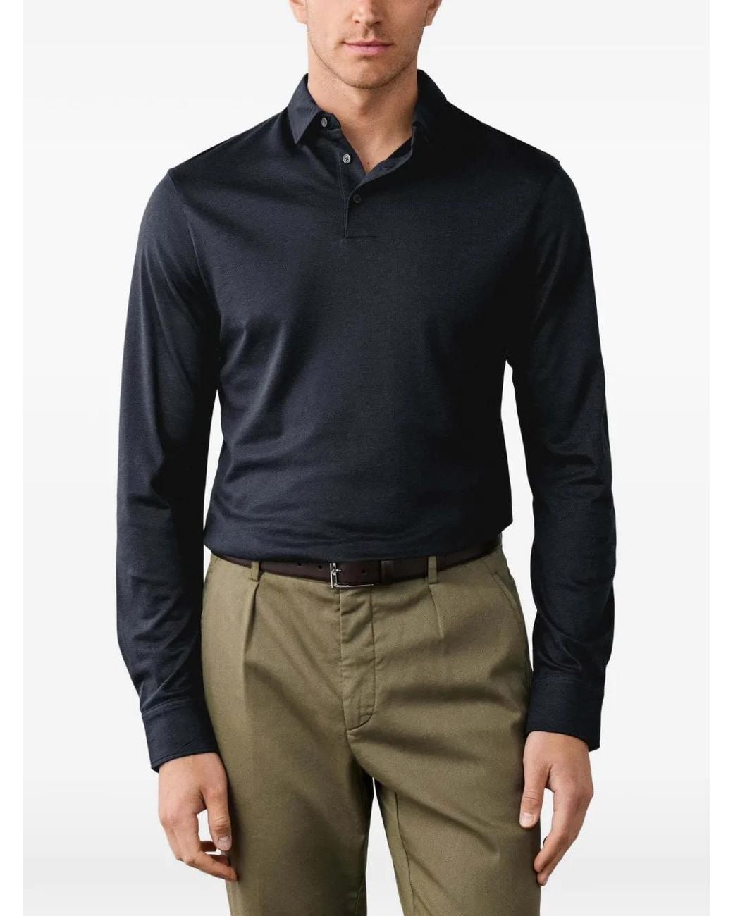 Hackett Blue Long-Sleeve Polo Shirt for men