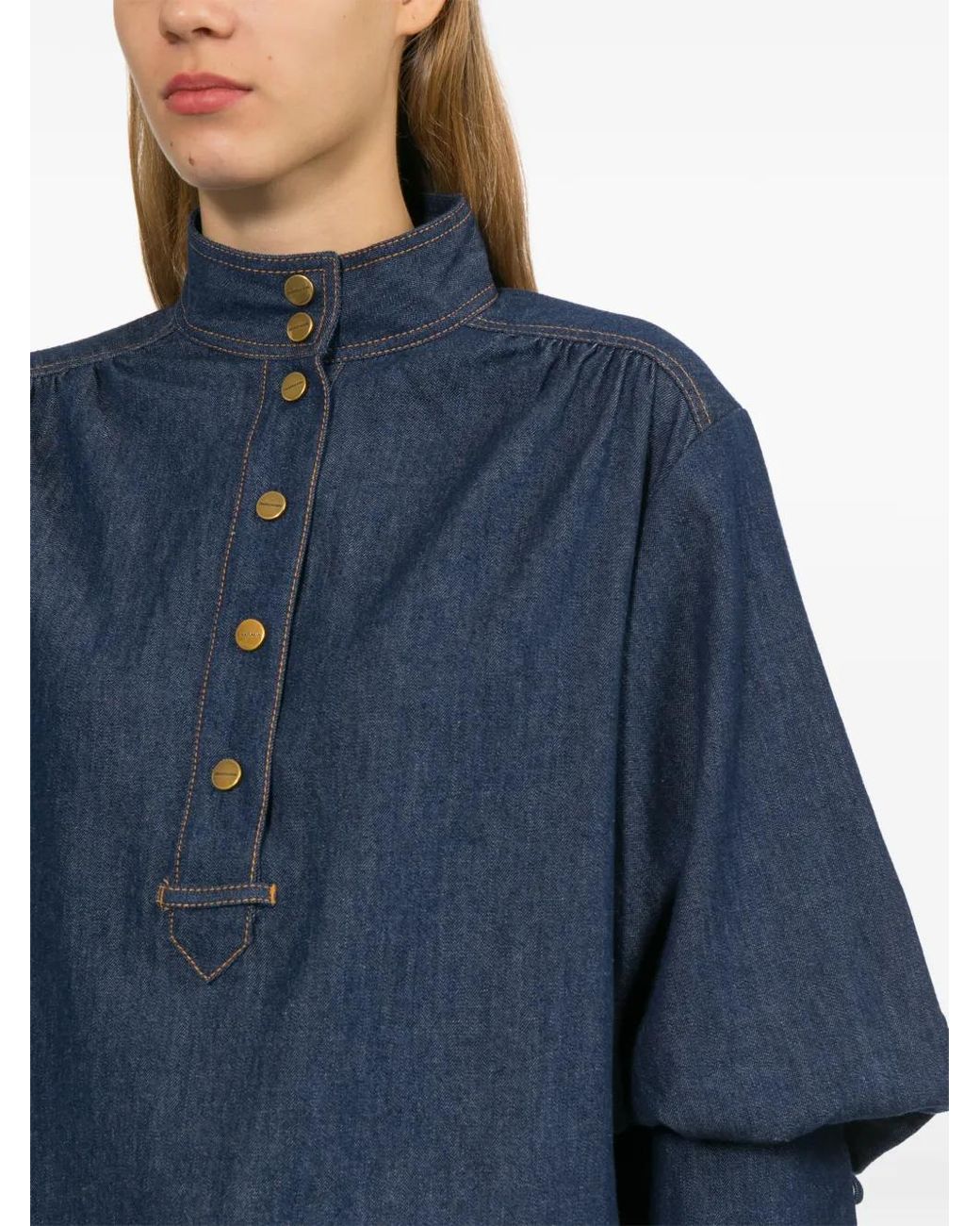 Zimmermann Blue Billow Denim Blouse