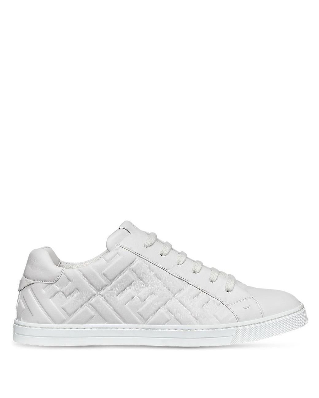 Fendi Embossed Ff Motif Sneakers in White for Men | Lyst