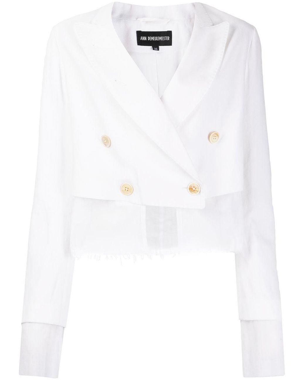 Ann Demeulemeester Cotton Layered Cropped Jacket in White - Lyst
