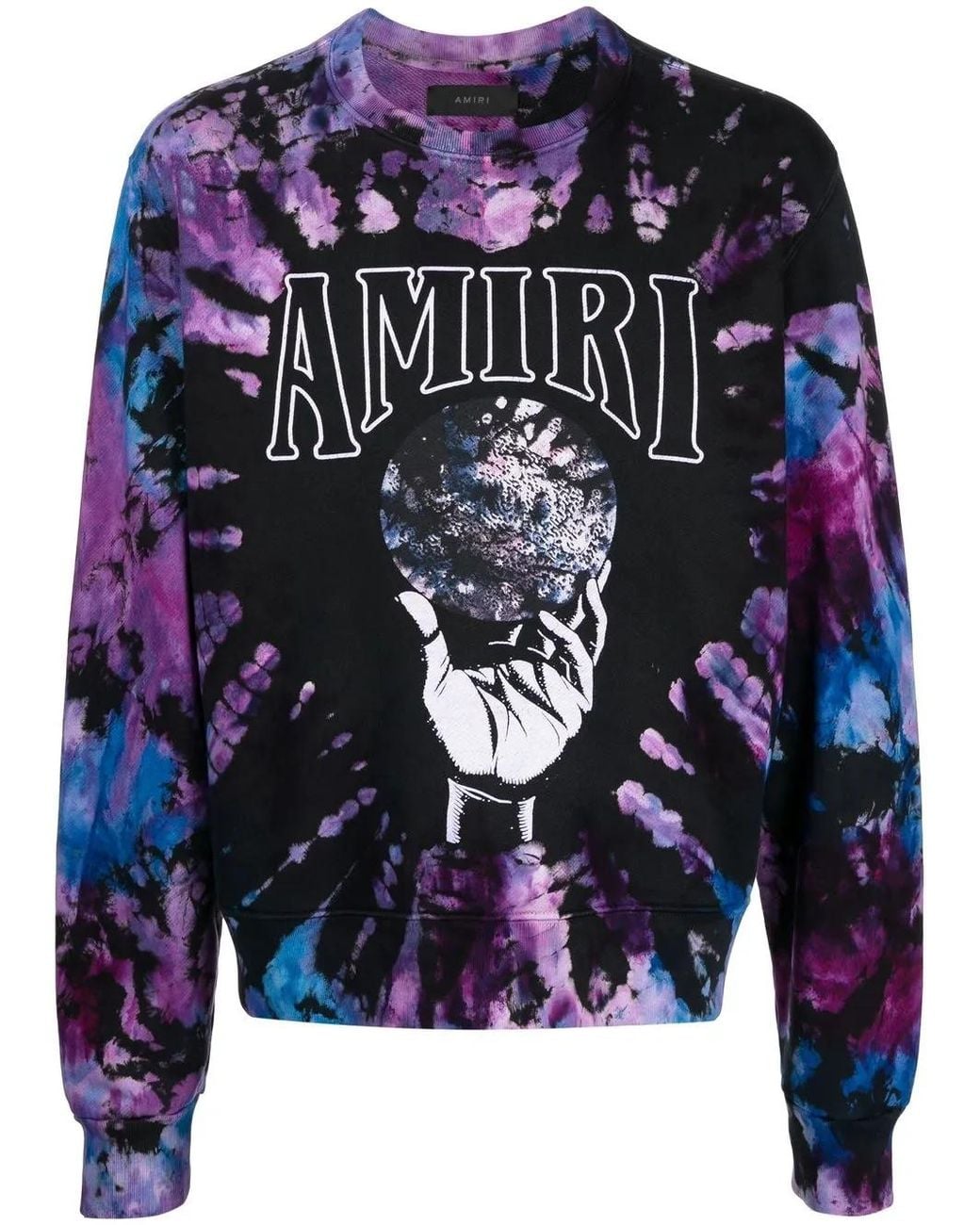 Amiri Blue Tie-Dye Logo-Print Sweatshirt for men