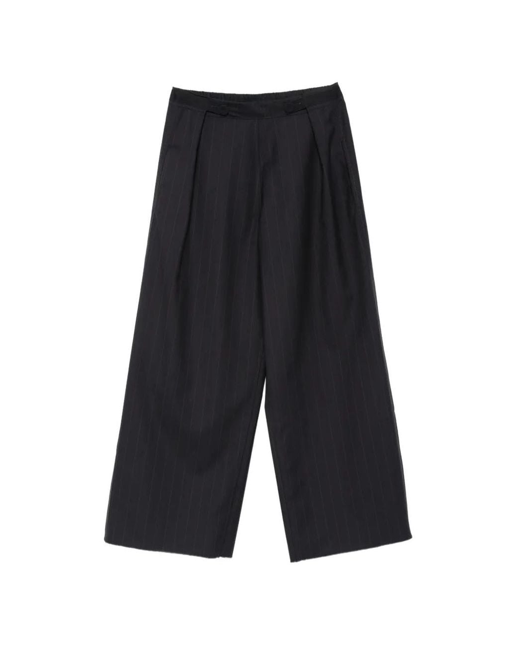 FRANCESCA MARCHISIO White Pinstripe Wide-Leg Trousers