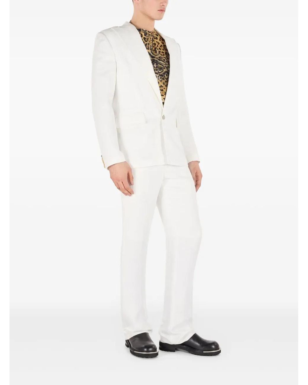 Roberto Cavalli White Single-Breasted Blazer for men