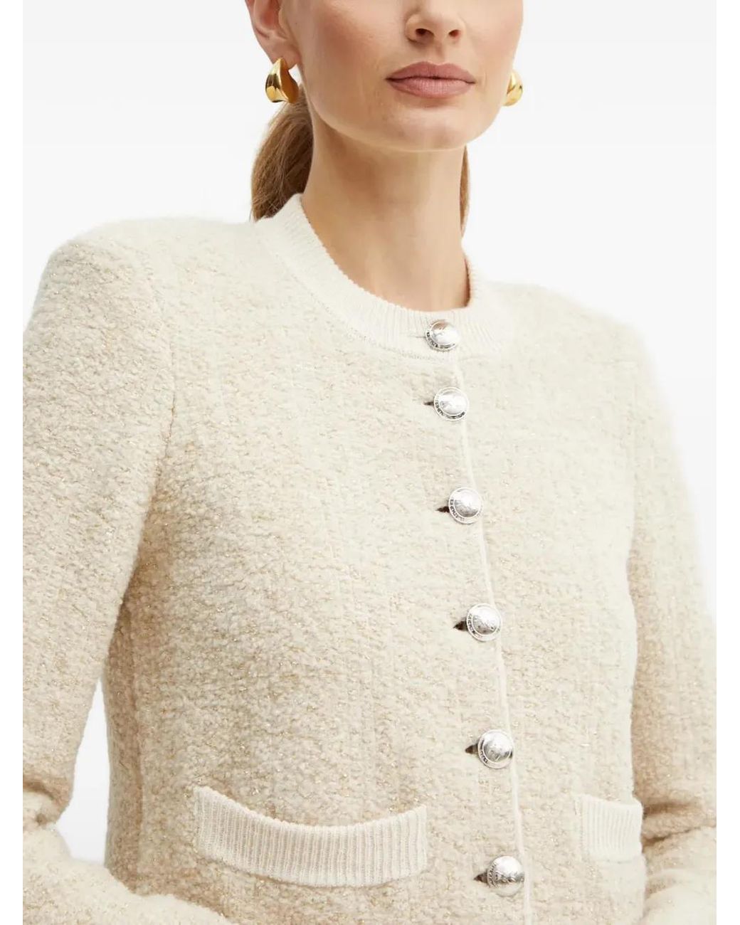 Patrizia Pepe Natural Bouclé Cardigan