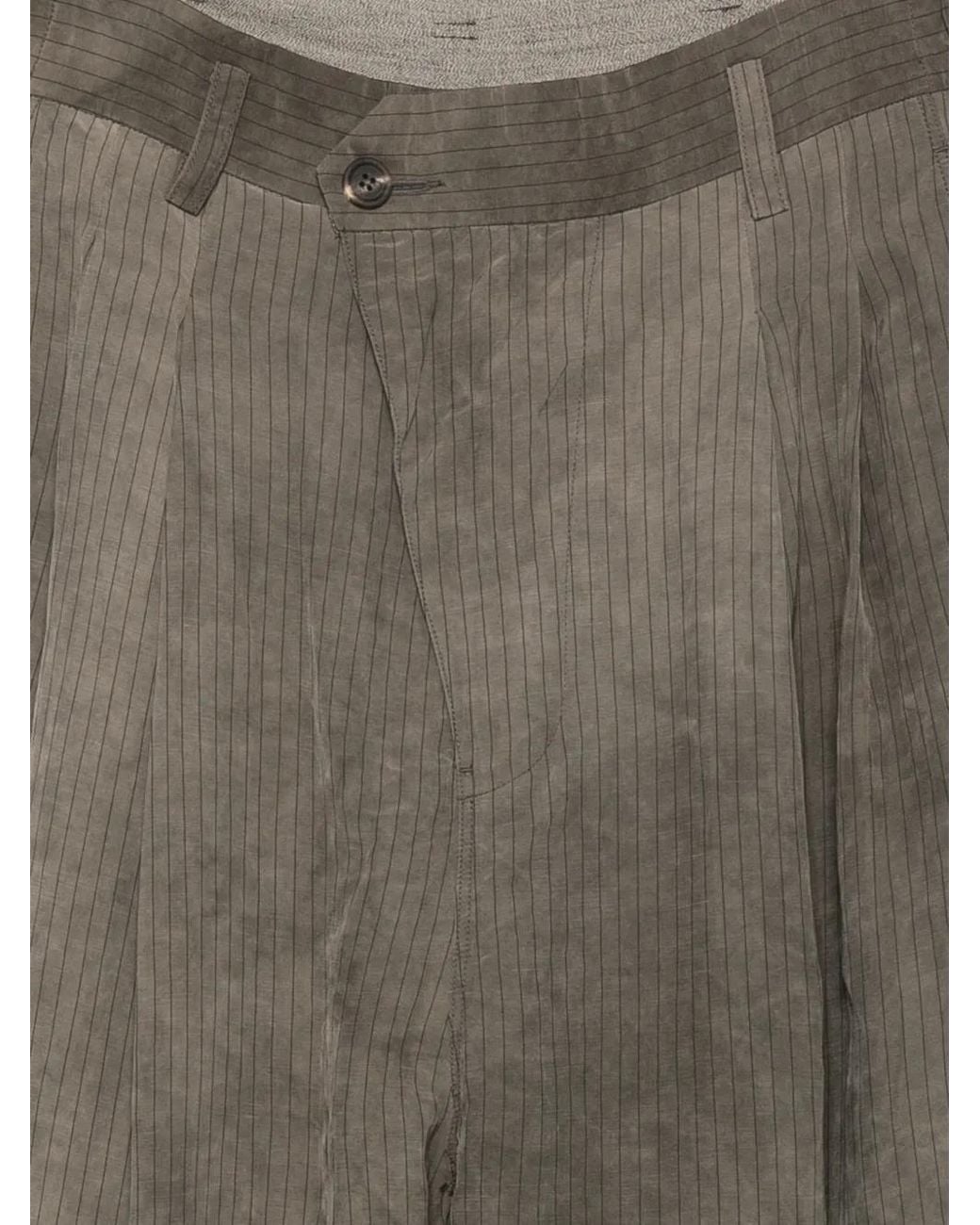Ziggy Chen Gray Pinstriped Pleated Trousers for men