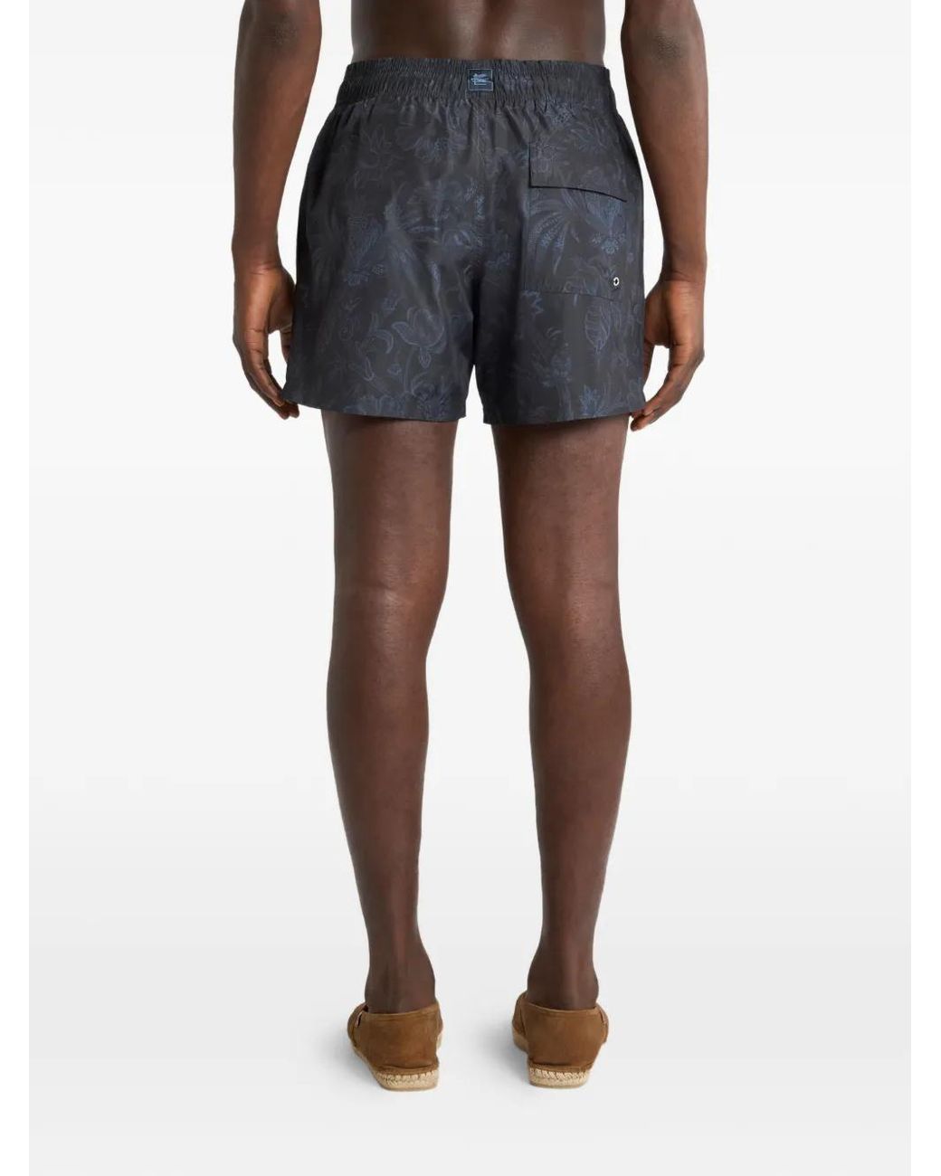 Etro Gray Floral-Print Swim Shorts for men