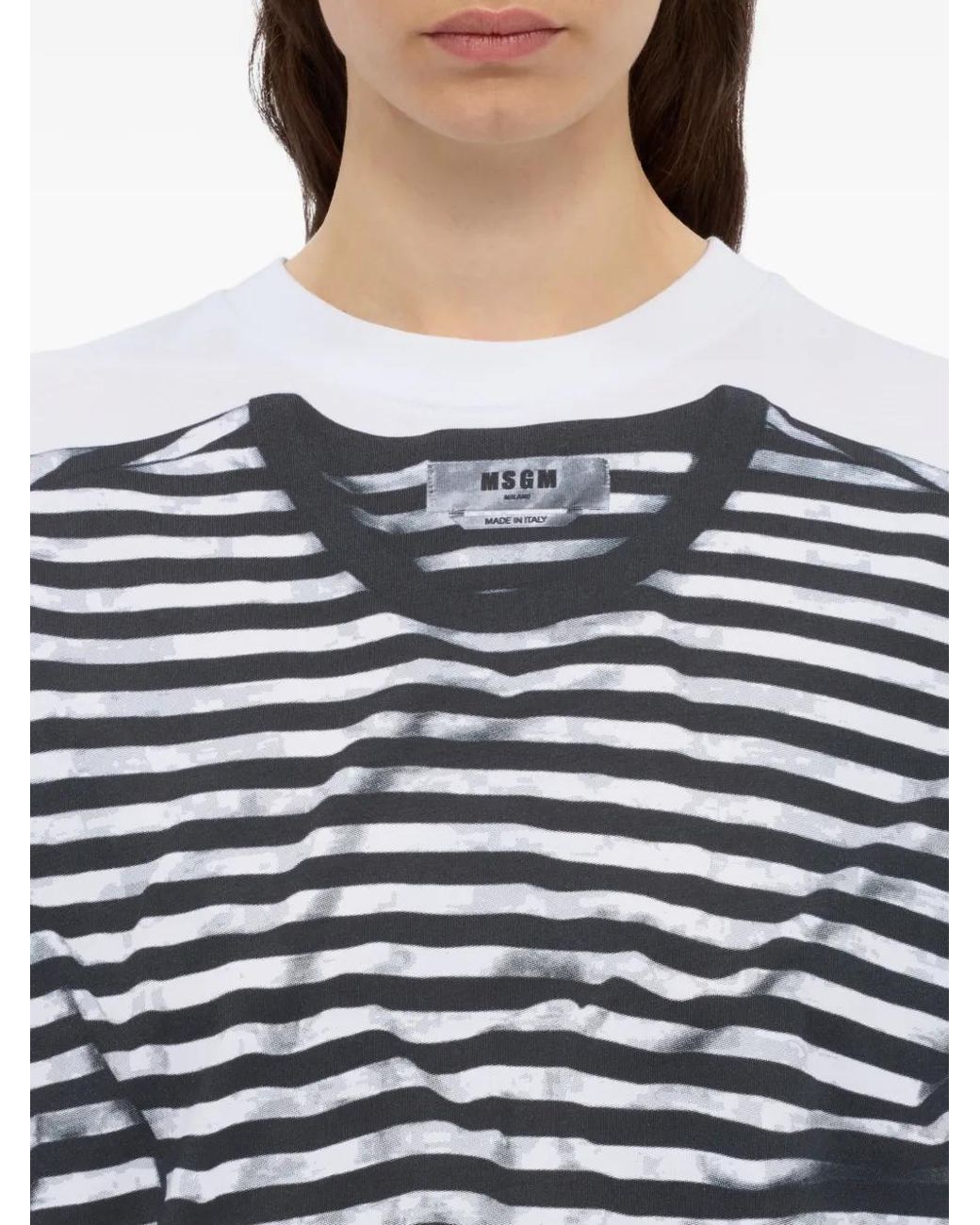 MSGM White T-Shirt À Imprimé Graphique