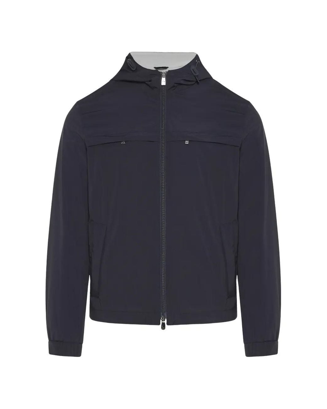 Corneliani Blue Zip-Pocket Hooded Jacket for men