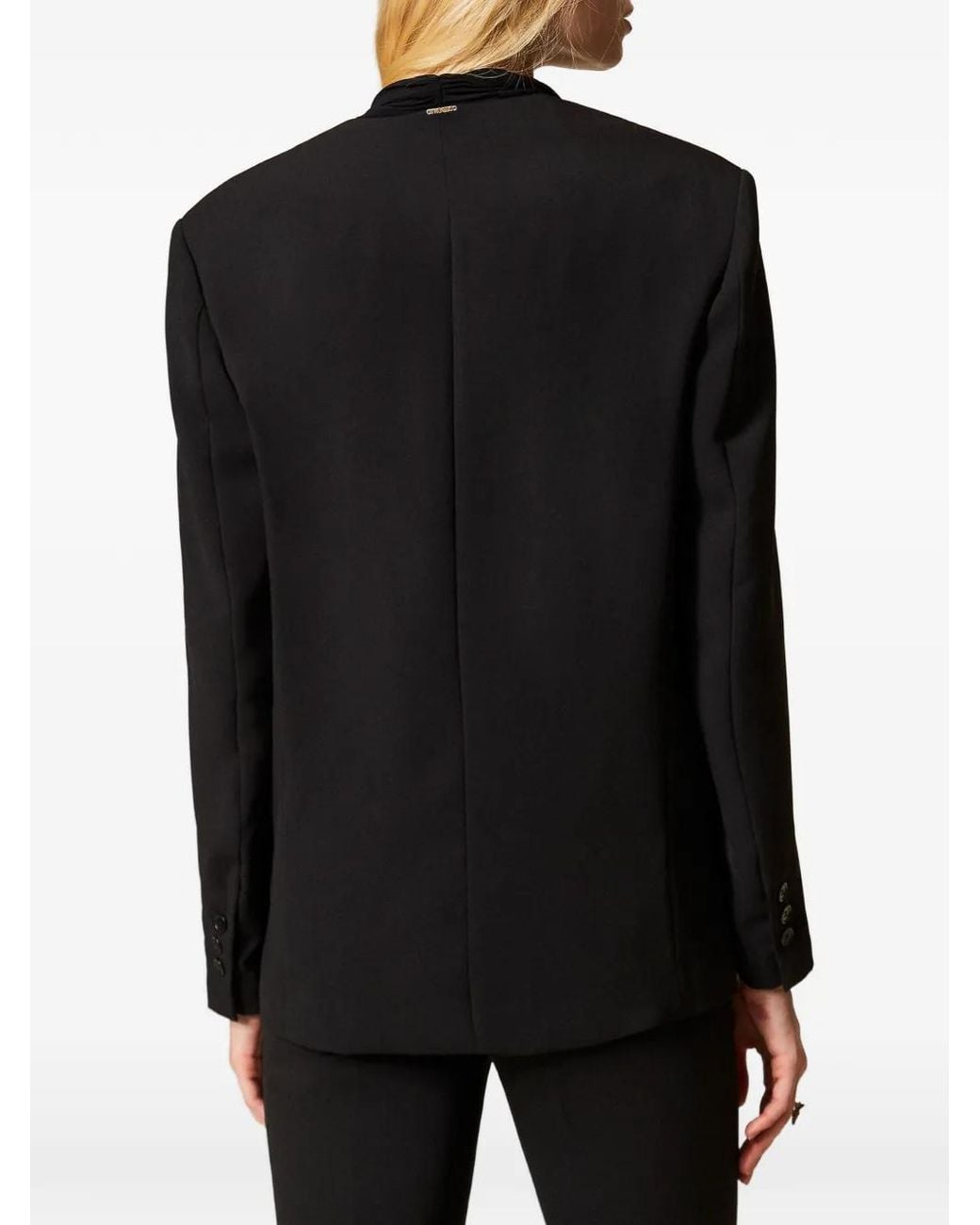 Twinset Black Crêpe Jacket With Pleated Sash