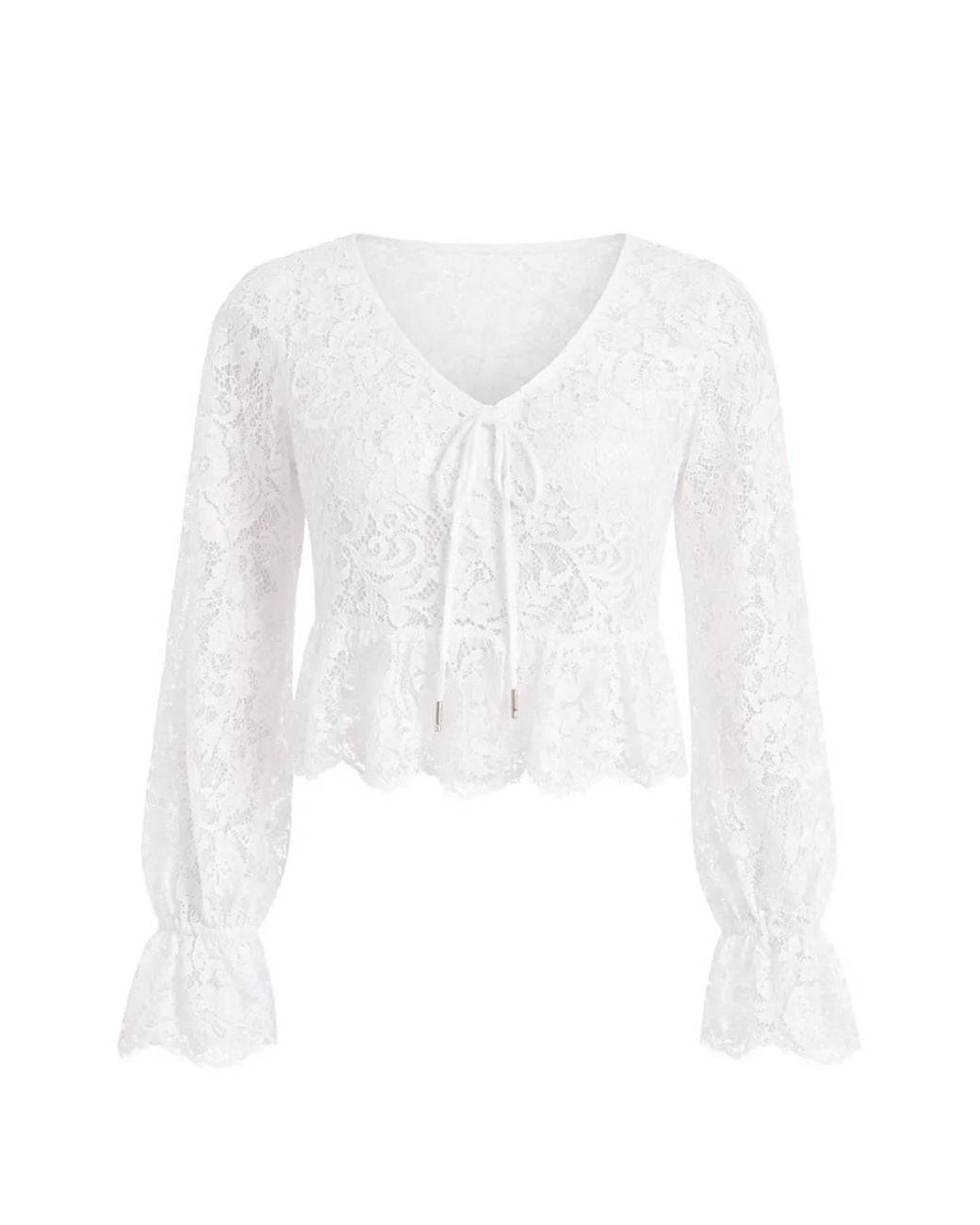 MICHAEL Michael Kors White Lace V-Neck Top