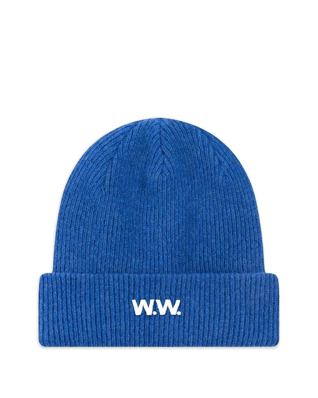 WOOD WOOD Blue Ribbed Beanie for men
