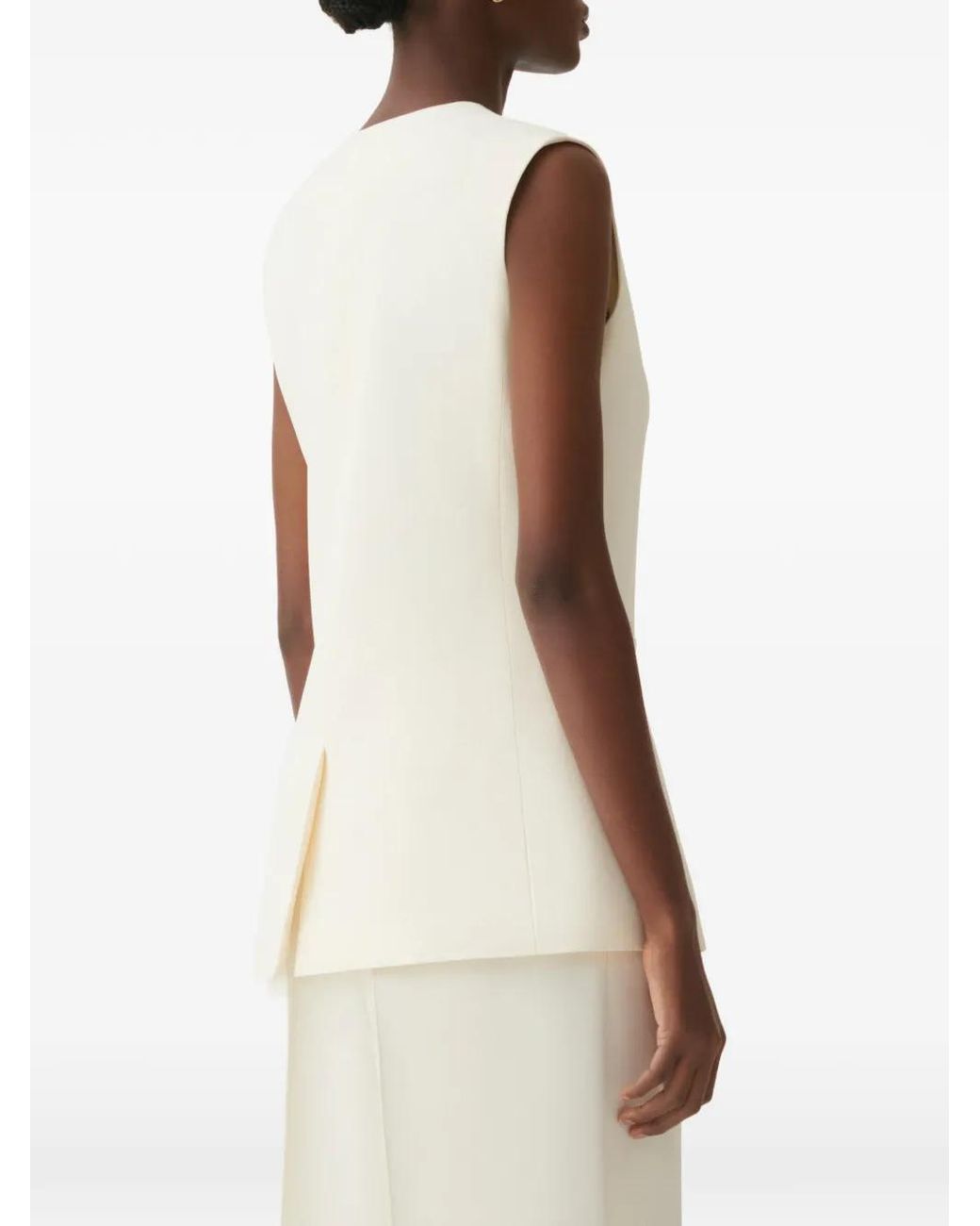 Fabiana Filippi White V-Neck Sleeveless Vest