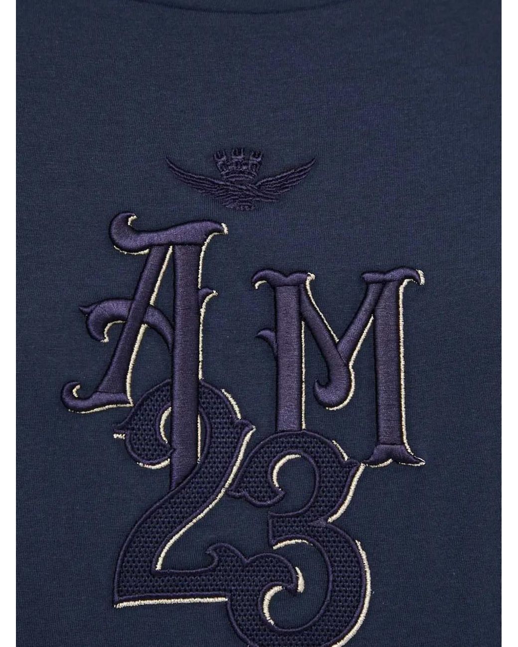 Aeronautica Militare Blue Embroidered Logo T-Shirt