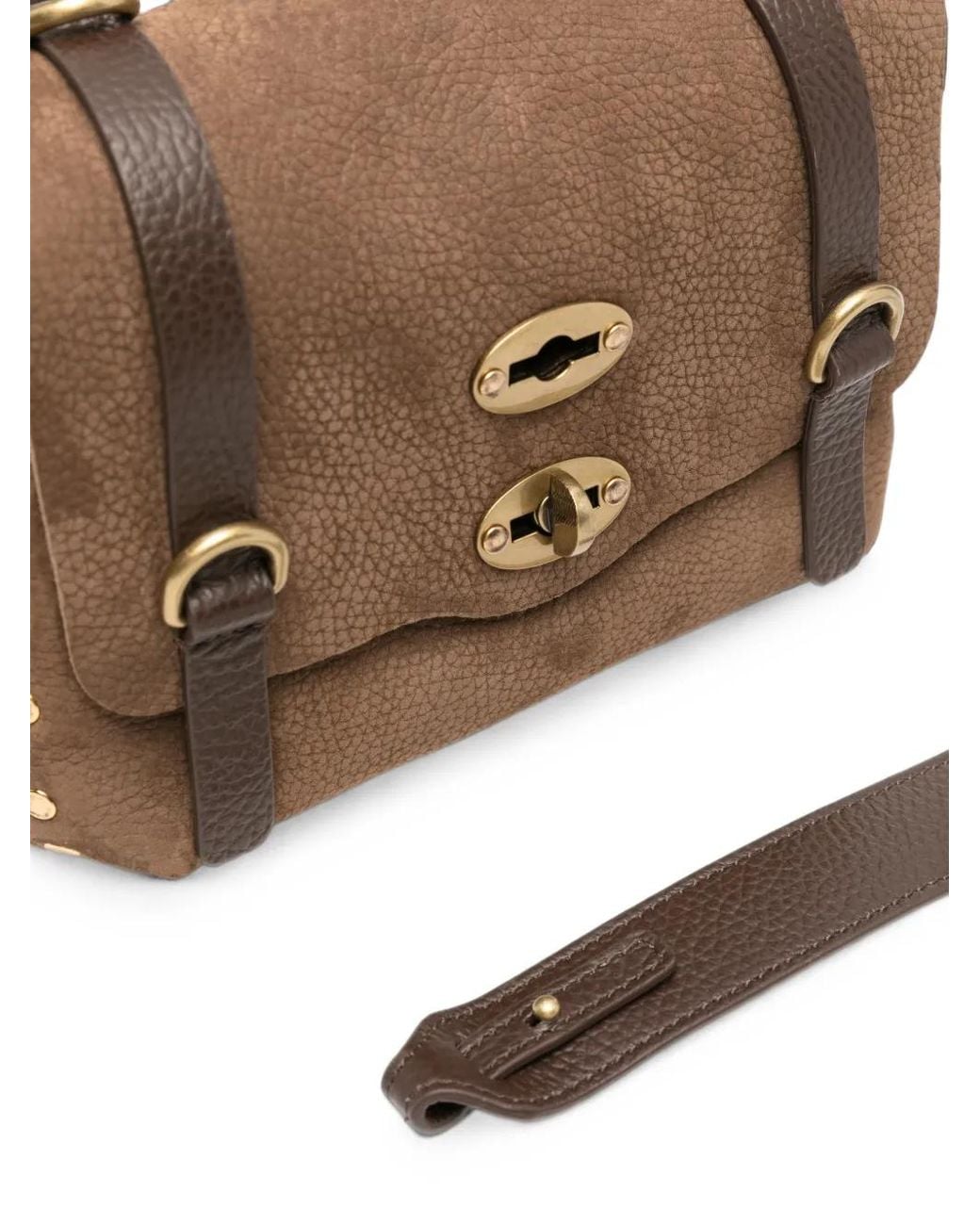 Zanellato Brown Baby Postina Stud-Embellished Suede Tote Bag