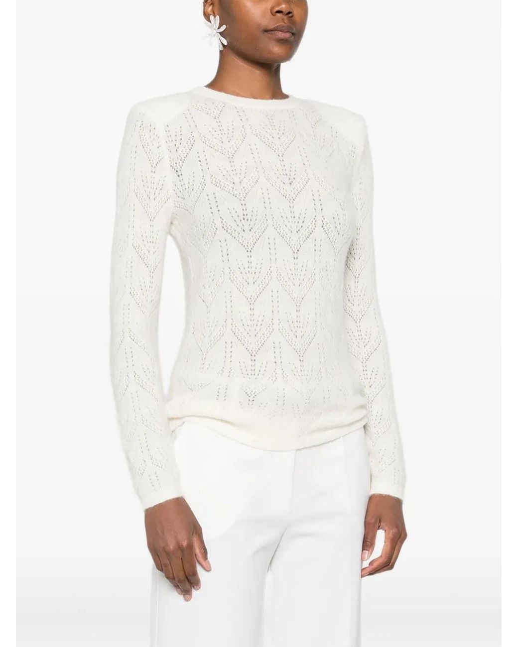 P.A.R.O.S.H. White Chevron-Pattern Sweater