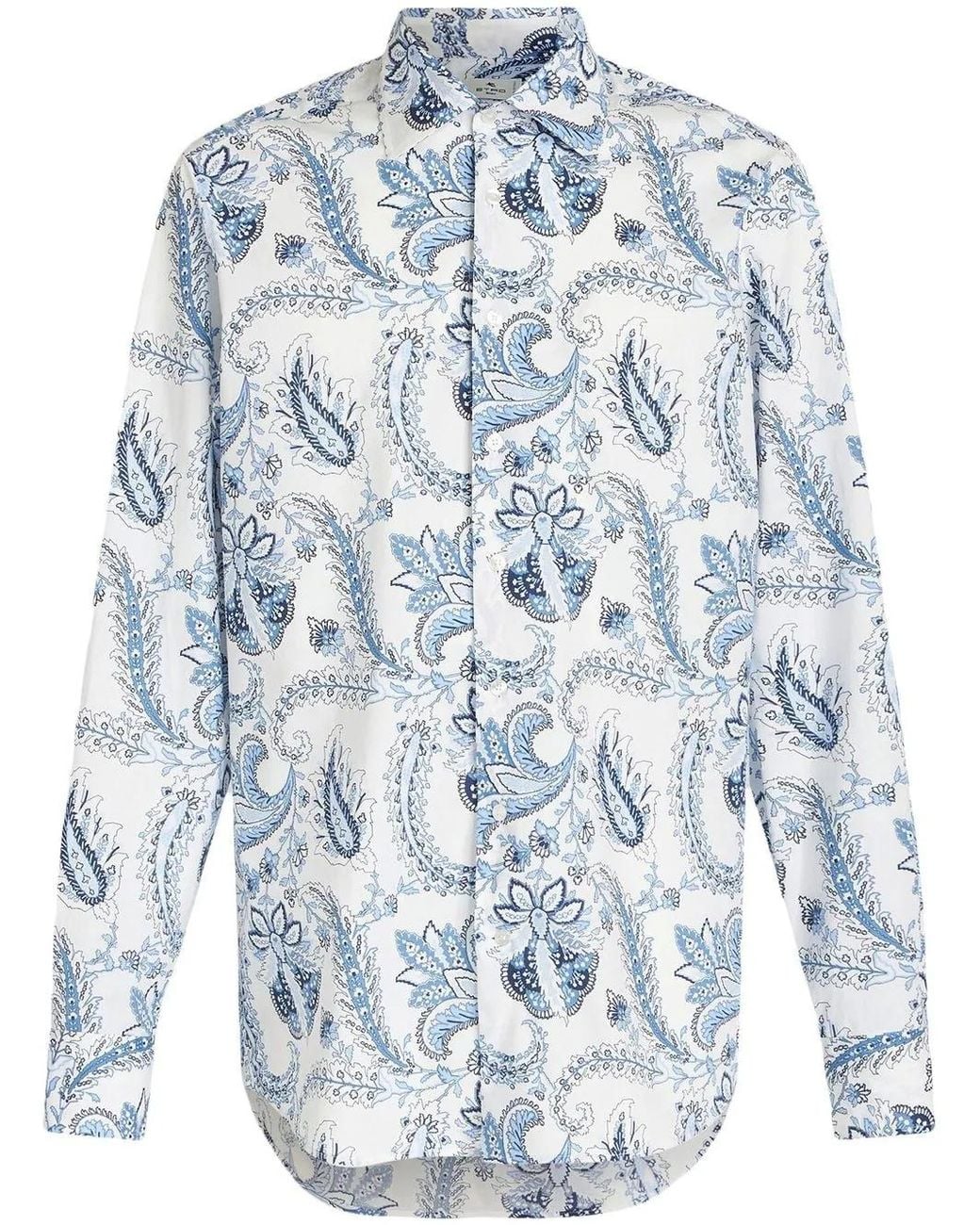 Etro Blue Floral Paisley-Print Shirt for men