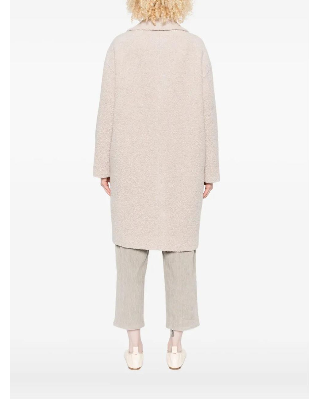 Harris Wharf London Natural Bouclé Double-Breasted Coat