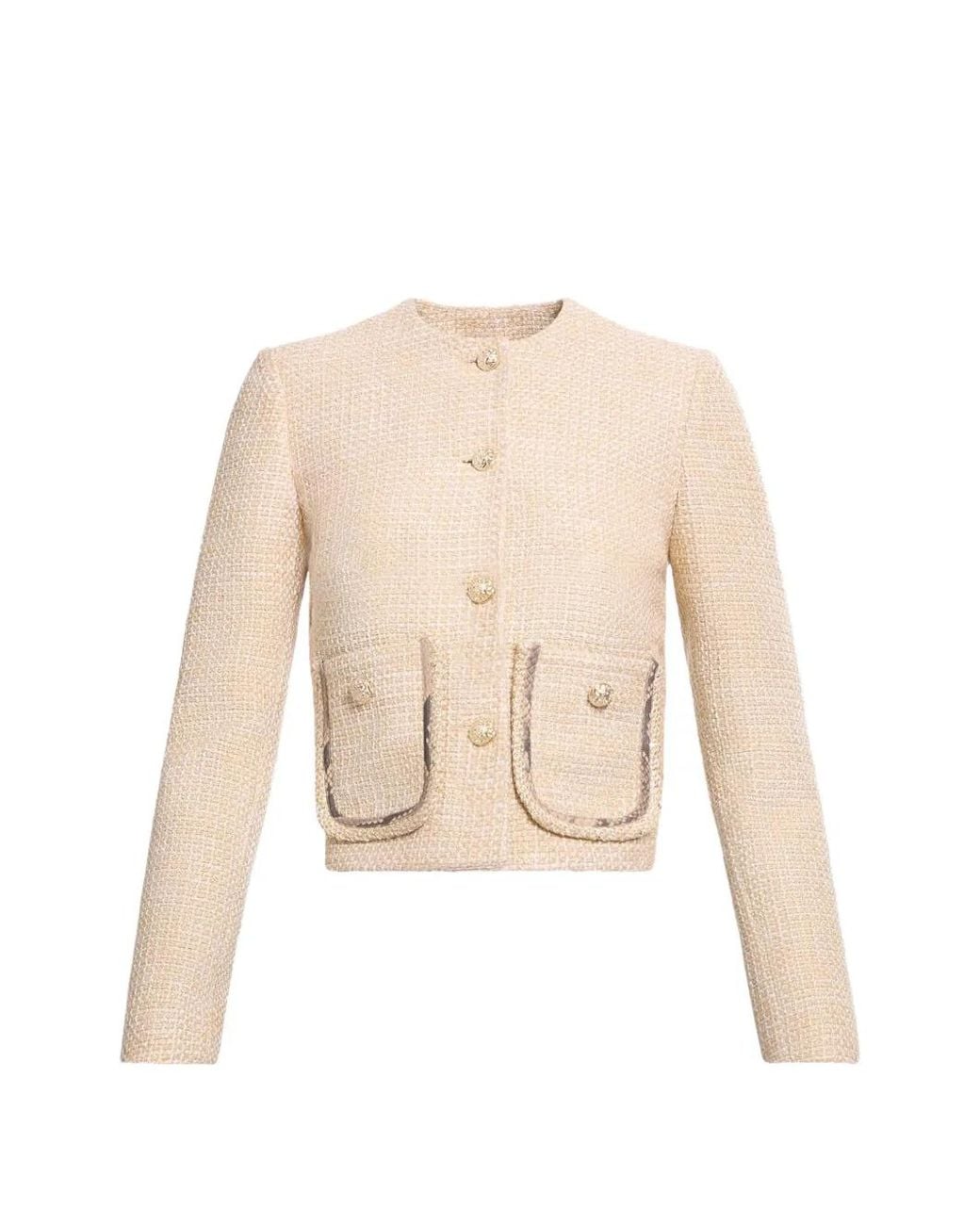 Veste En Tweed À Imprimé Peau De Python Elie Saab en coloris Natural