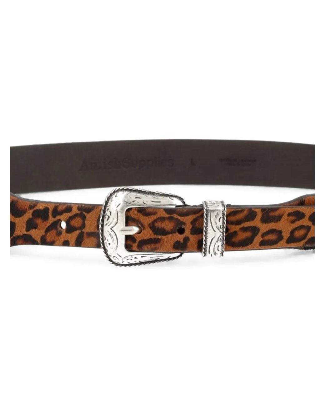 AMISH White Leopard-Print Western Belt for men