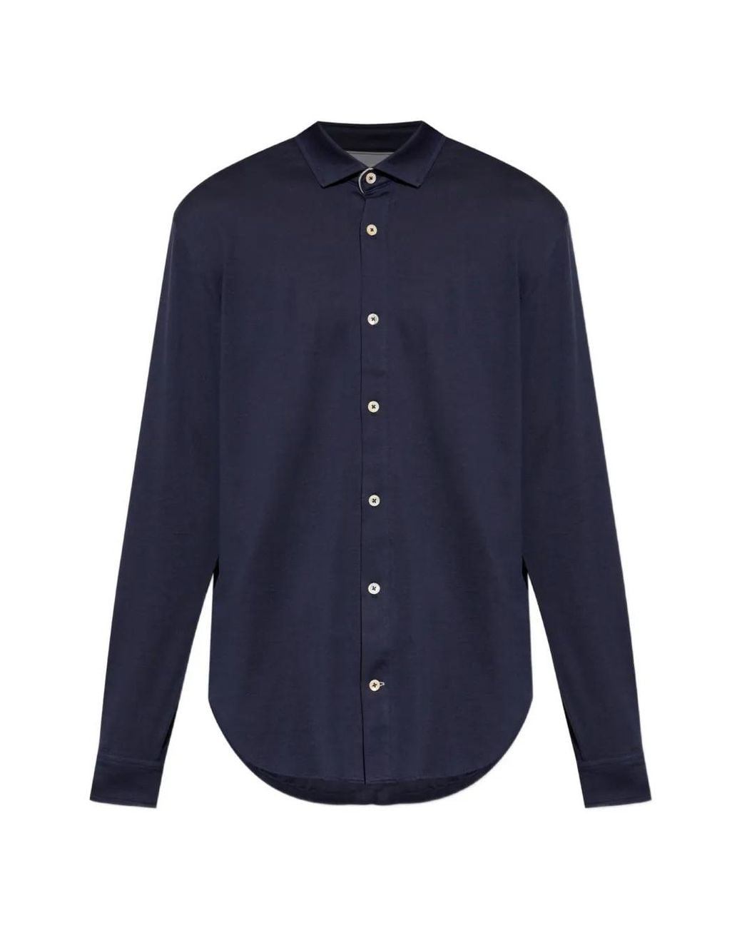 Eleventy Blue Pique-Knit Long-Sleeve Shirt for men