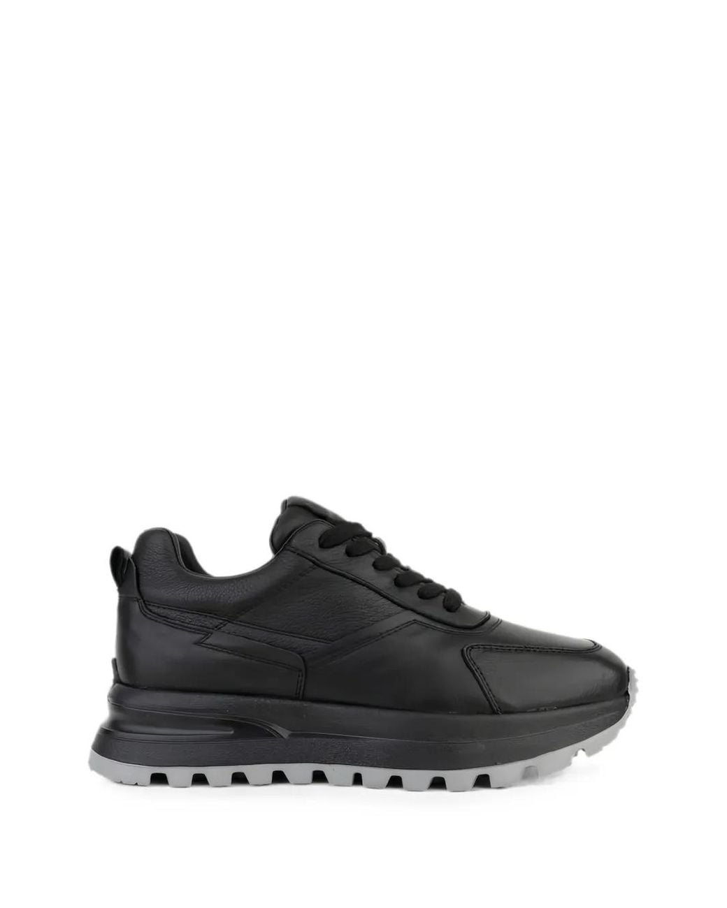 Linda Baumann Black Panelled Leather Sneakers