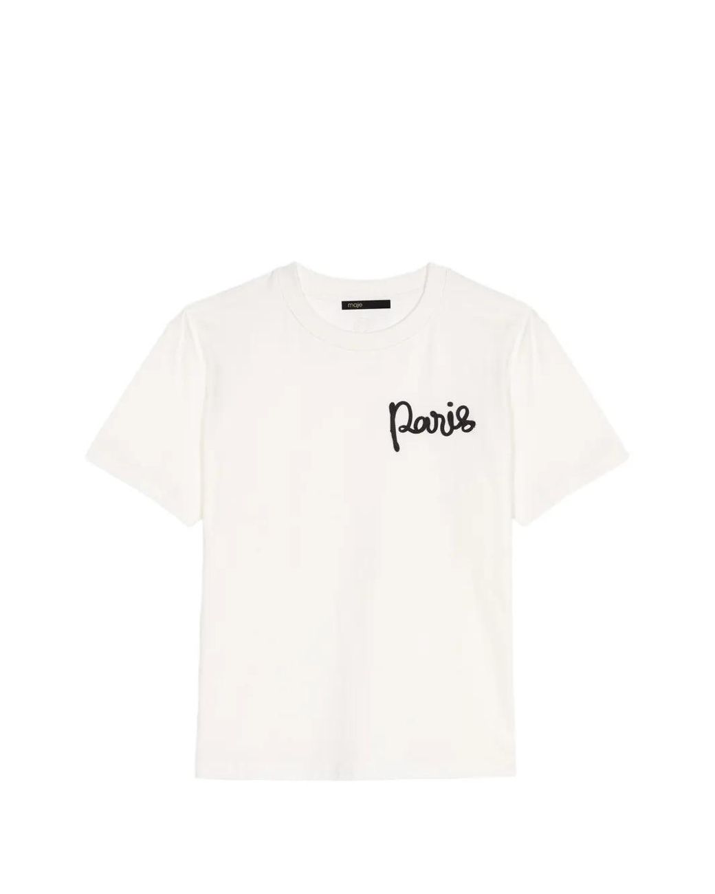 Maje White T-Shirt With Embroidered Paris Logo
