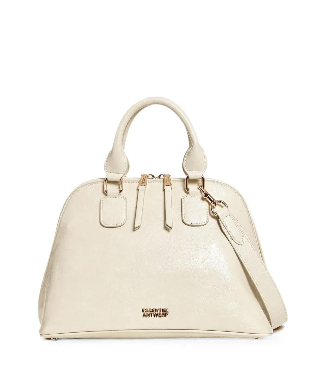 Essentiel Antwerp Natural Karla Patent-Effect Handbag
