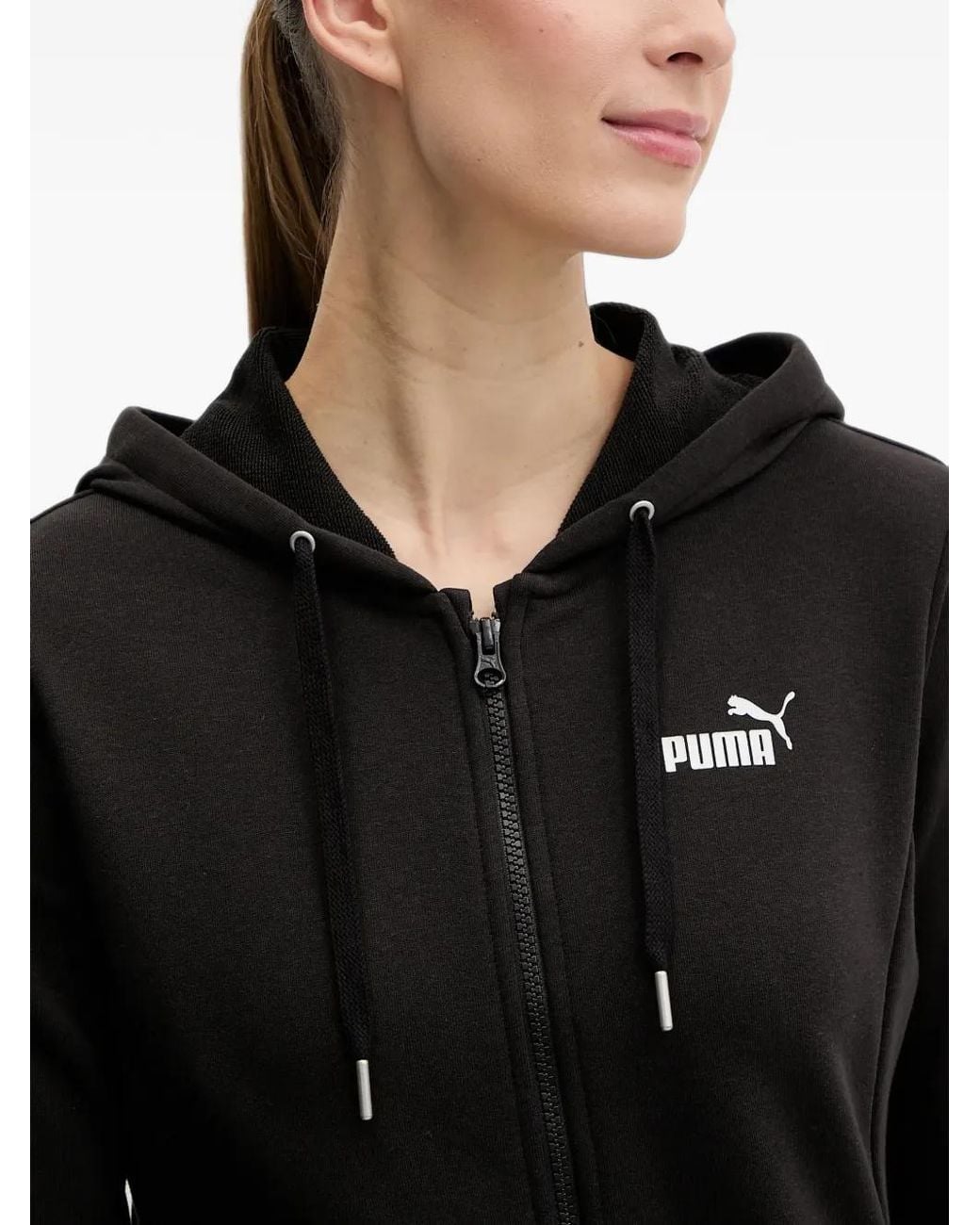 PUMA Black Logo-Detail Zip-Up Track Pants