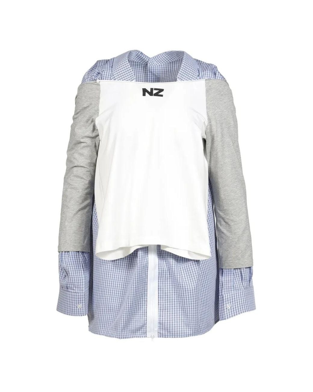 Natasha Zinko Blue Layered Check-Print Shirt