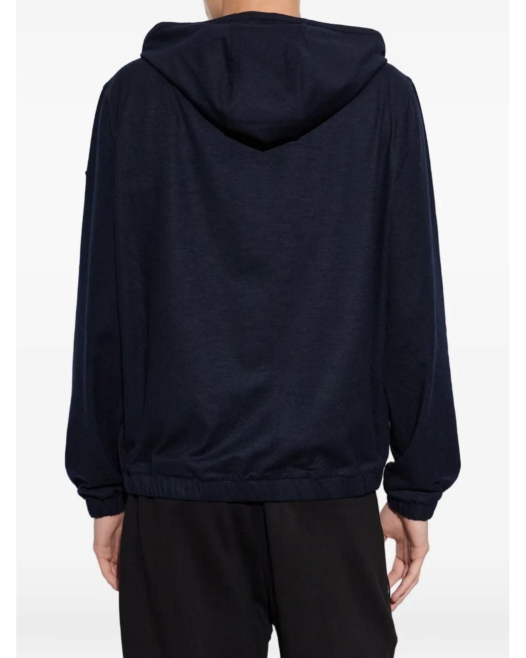Moncler Blue Logo-Patch Zip-Up Hoodie for men