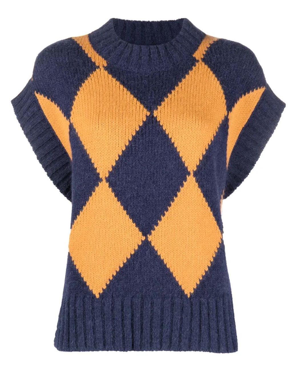 LaDoubleJ Blue Argyle Intarsia-Knit Vest