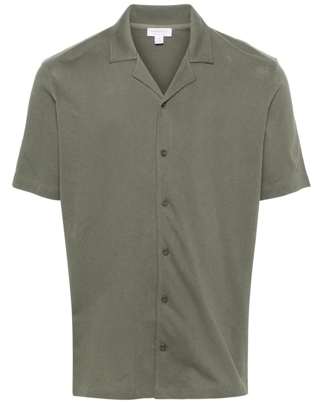 Sunspel Green Cotton Piqué-Weave Shirt for men