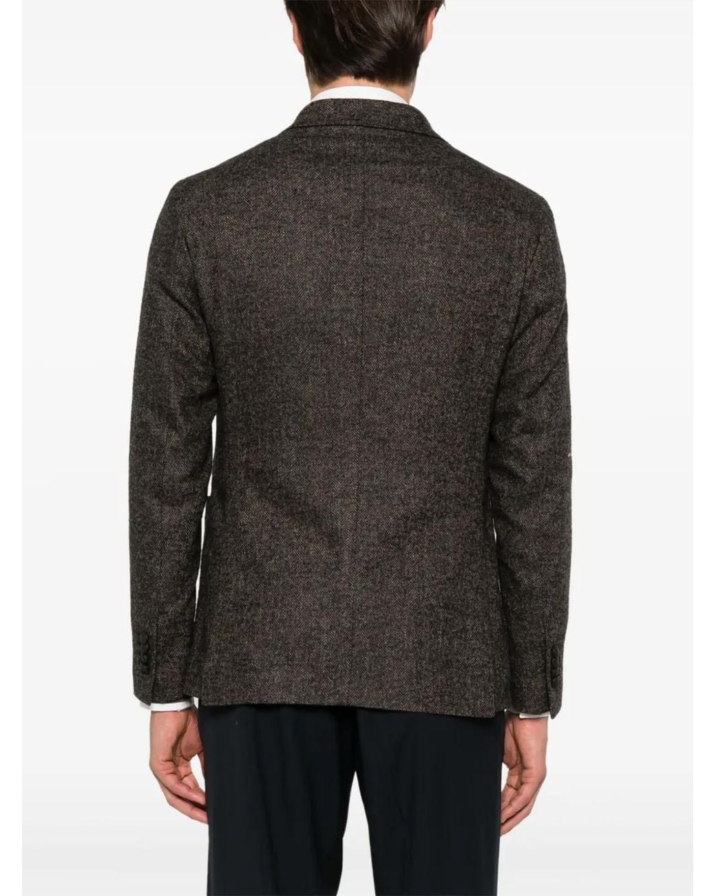 Tagliatore Gray Herringbone-Pattern Blazer for men