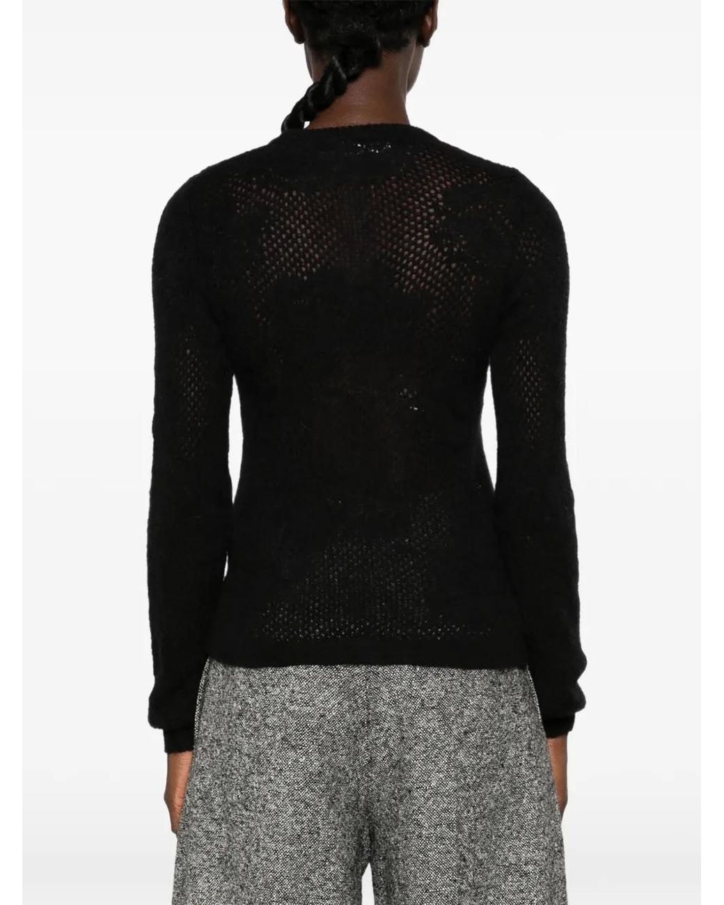 Roberto Collina Black Open-Knit Sweater