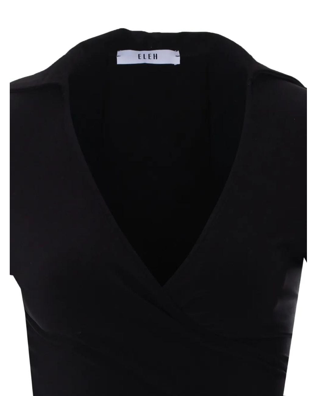 ELEH Black Wrap-Style Ruched Maxi Dress
